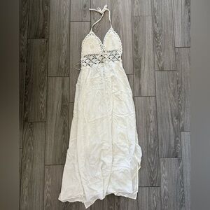 White Crochet Halter Midi Dress - Brand Unknown